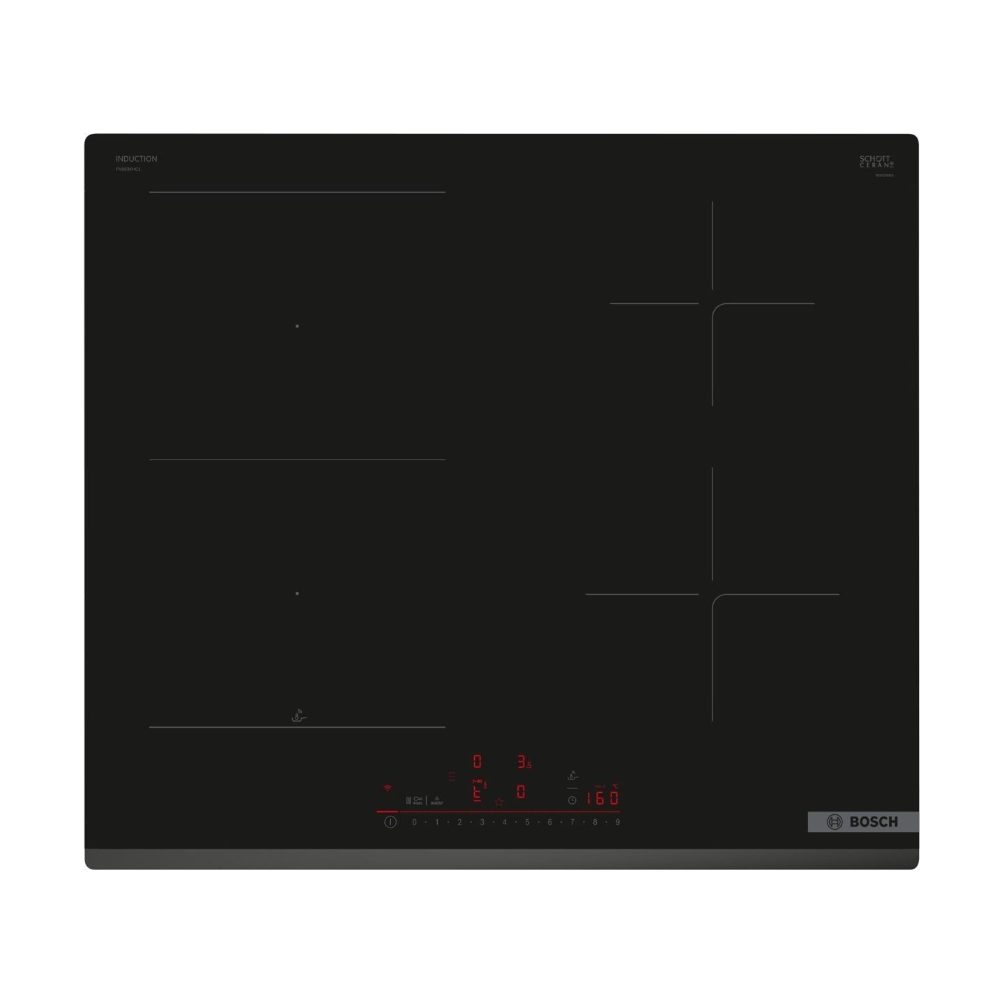 Bosch | Hob | PVS63KHC1Z Series 6 | Induction | Number of burners/cooking zones 4 | Touch | Timer | Black