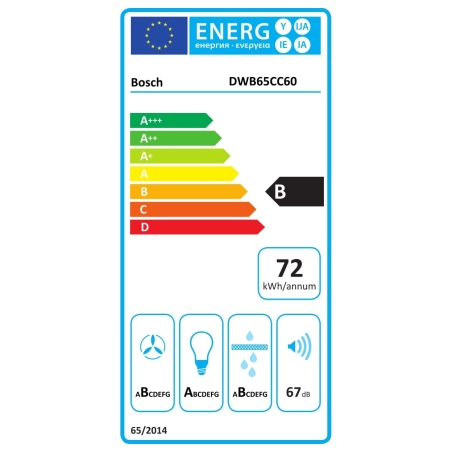 Bosch DWB65CC60 | Hood | Wall mounted | Energy efficiency class B | Width 59.8 cm | Mechanical | 594 m³/h | Matte black | LED