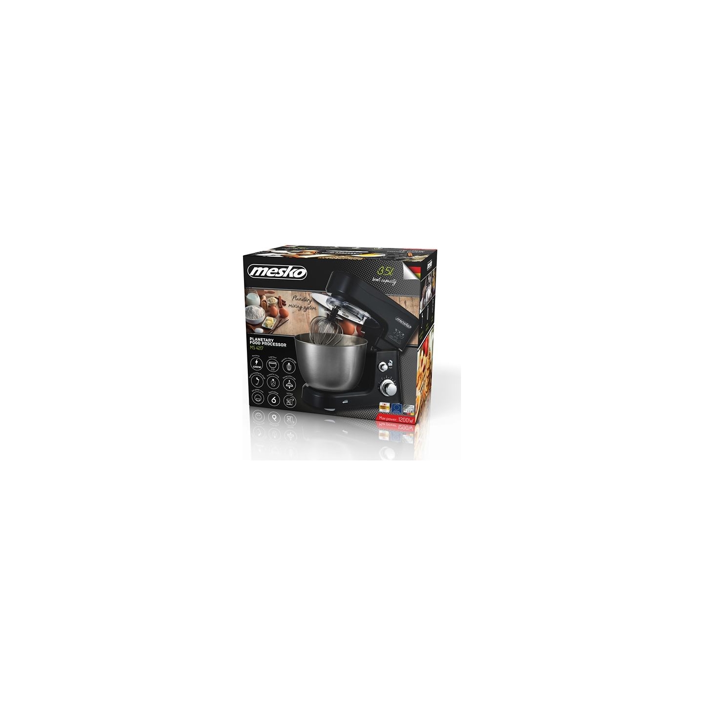 Mesko | MS 4217 | 1200 W | Number of speeds 6 | Bowl capacity 3.5 L | Stainless steel/Black