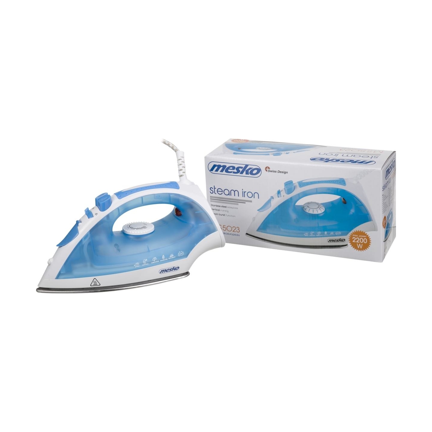 Mesko Iron | Mesko | MS 5023 | With cord | 2200 W | Blue/White