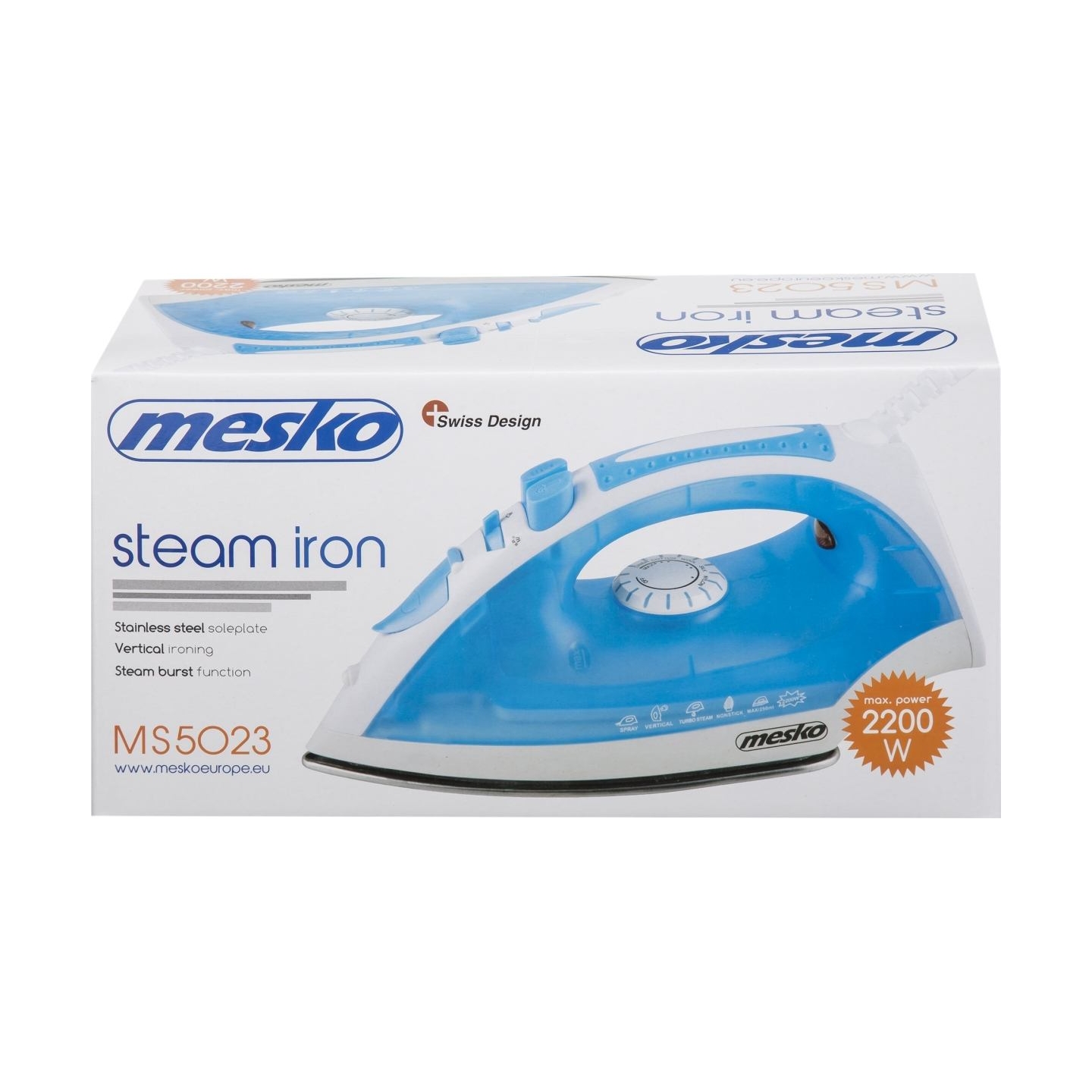 Mesko Iron | Mesko | MS 5023 | With cord | 2200 W | Blue/White