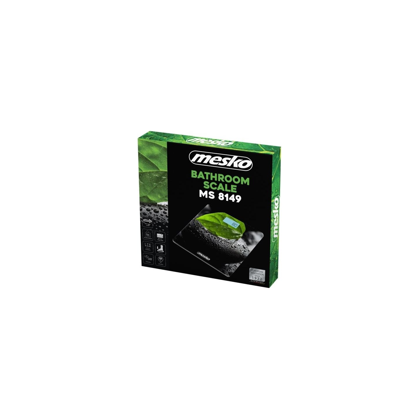 Mesko | Bathroom scales | MS 8149 | Maximum weight (capacity) 150 kg | Accuracy 100 g | Black/ green