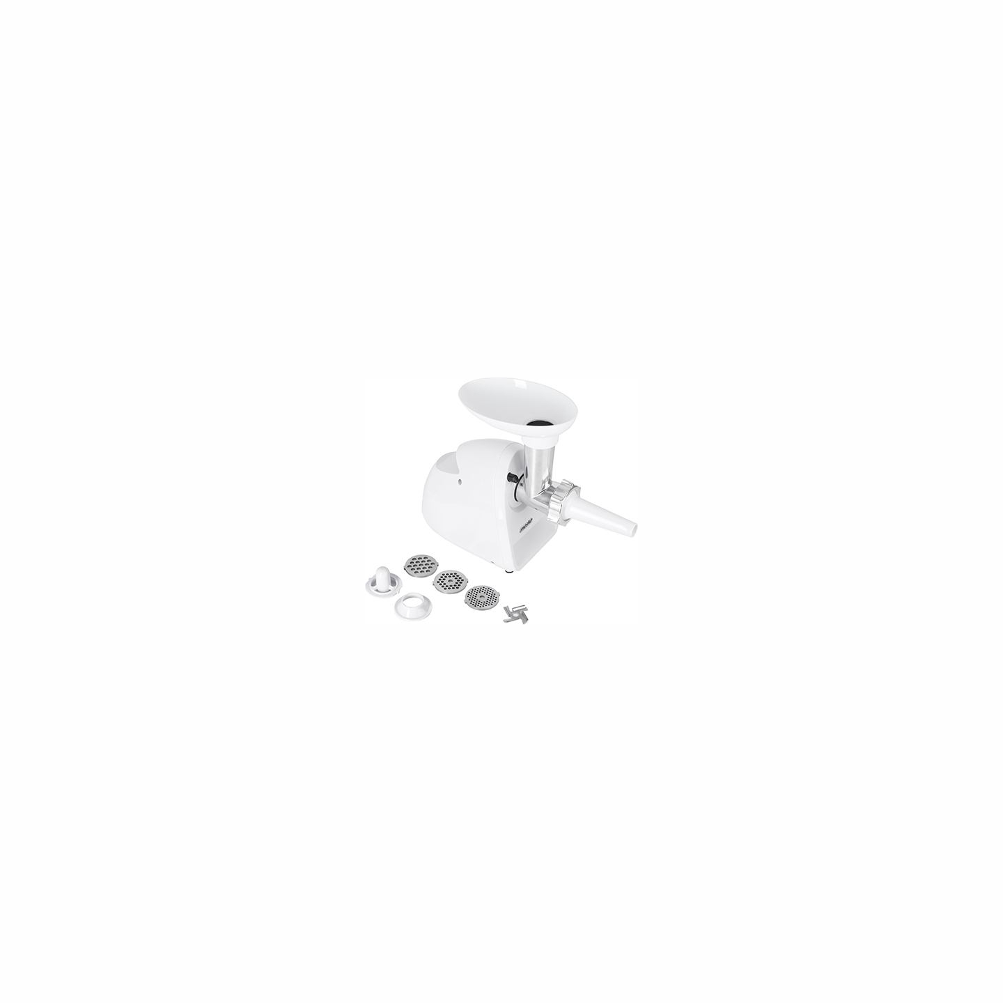 Mesko | Meat mincer | MS 4809 | White | 350 W | Middle size sieve; mince sieve; poppy sieve; plunger; sausage filler