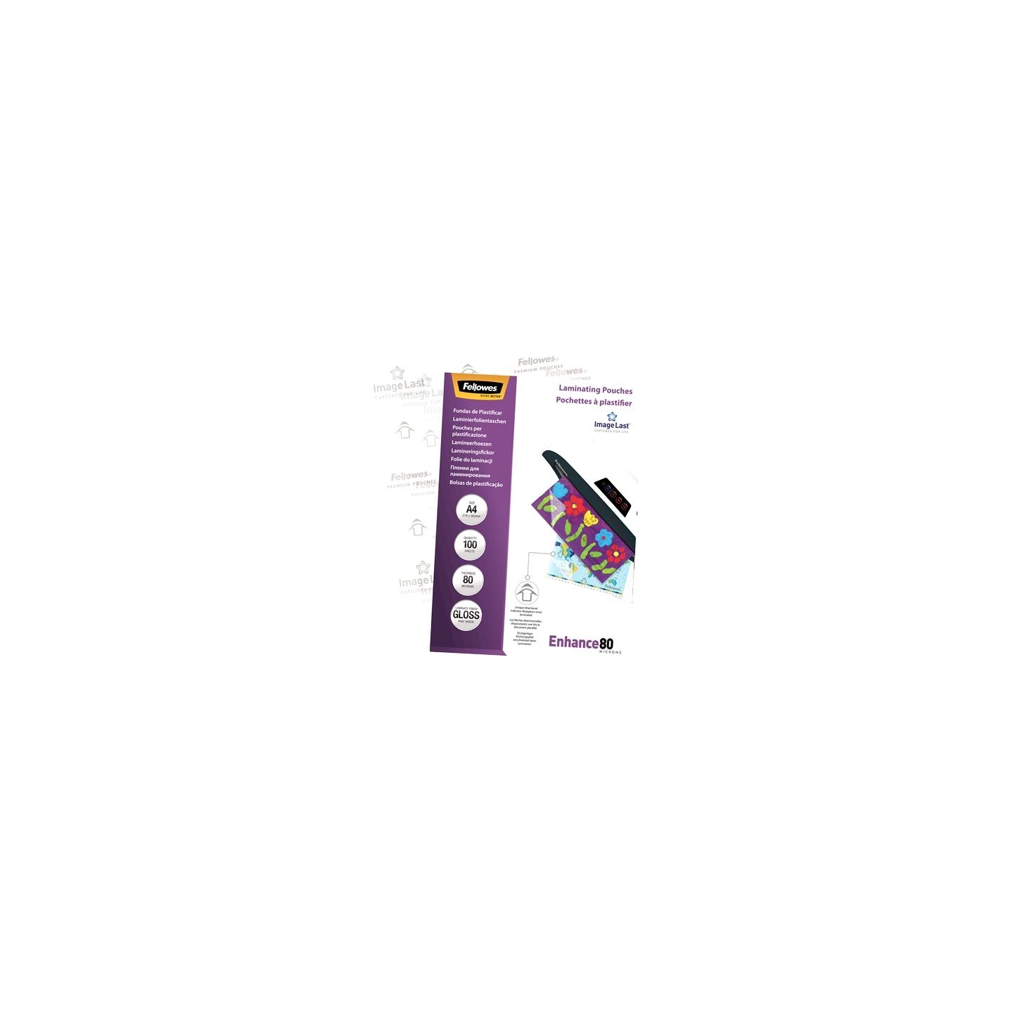 Fellowes | Laminating Pouch PREMIUM | A4 | Clear | Enhance 80 Micron thickness, 216x303 mm - A4, 100 pcs; Unique directional arr