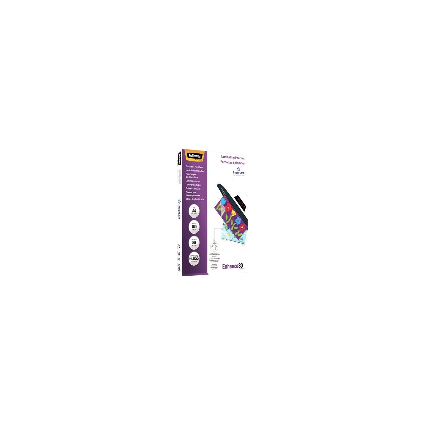Fellowes | Laminating Pouch PREMIUM | A4 | Clear | Enhance 80 Micron thickness, 216x303 mm - A4, 100 pcs; Unique directional arr