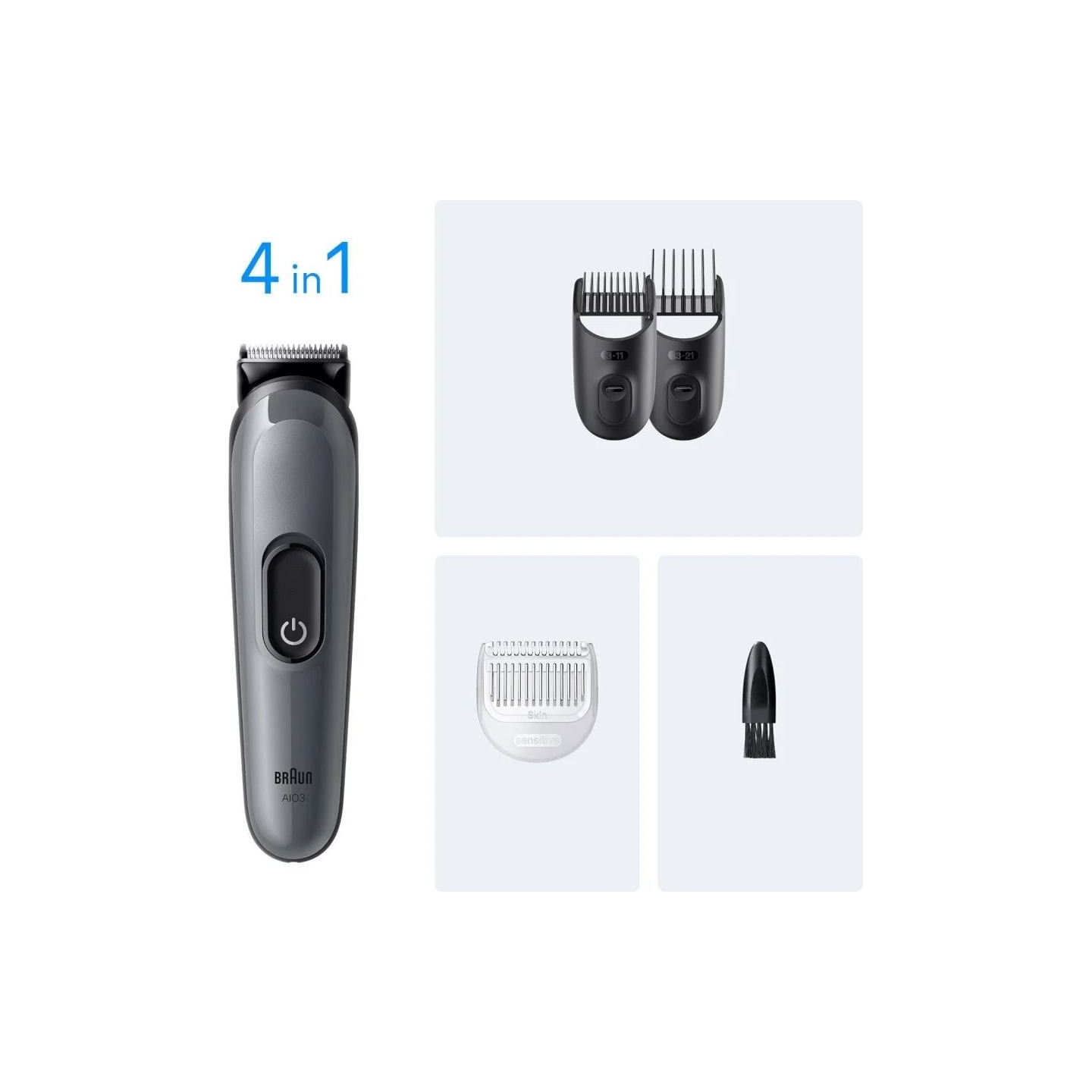 Braun 4-in-1 Grooming Kit | All-in-One Series 3 AIO3500 | Cordless | Number of length steps 14 | Black