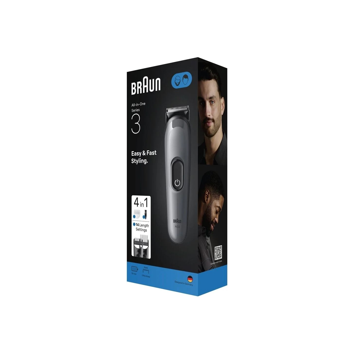 Braun 4-in-1 Grooming Kit | All-in-One Series 3 AIO3500 | Cordless | Number of length steps 14 | Black