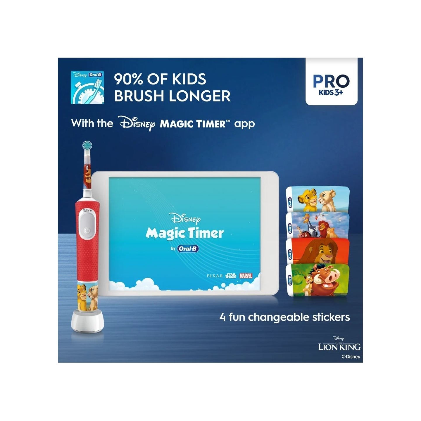Braun | Electric Toothbrush | Vitality PRO Kids 3+ Lion King | Rechargeable | For children | Number of brush heads included 1 | 