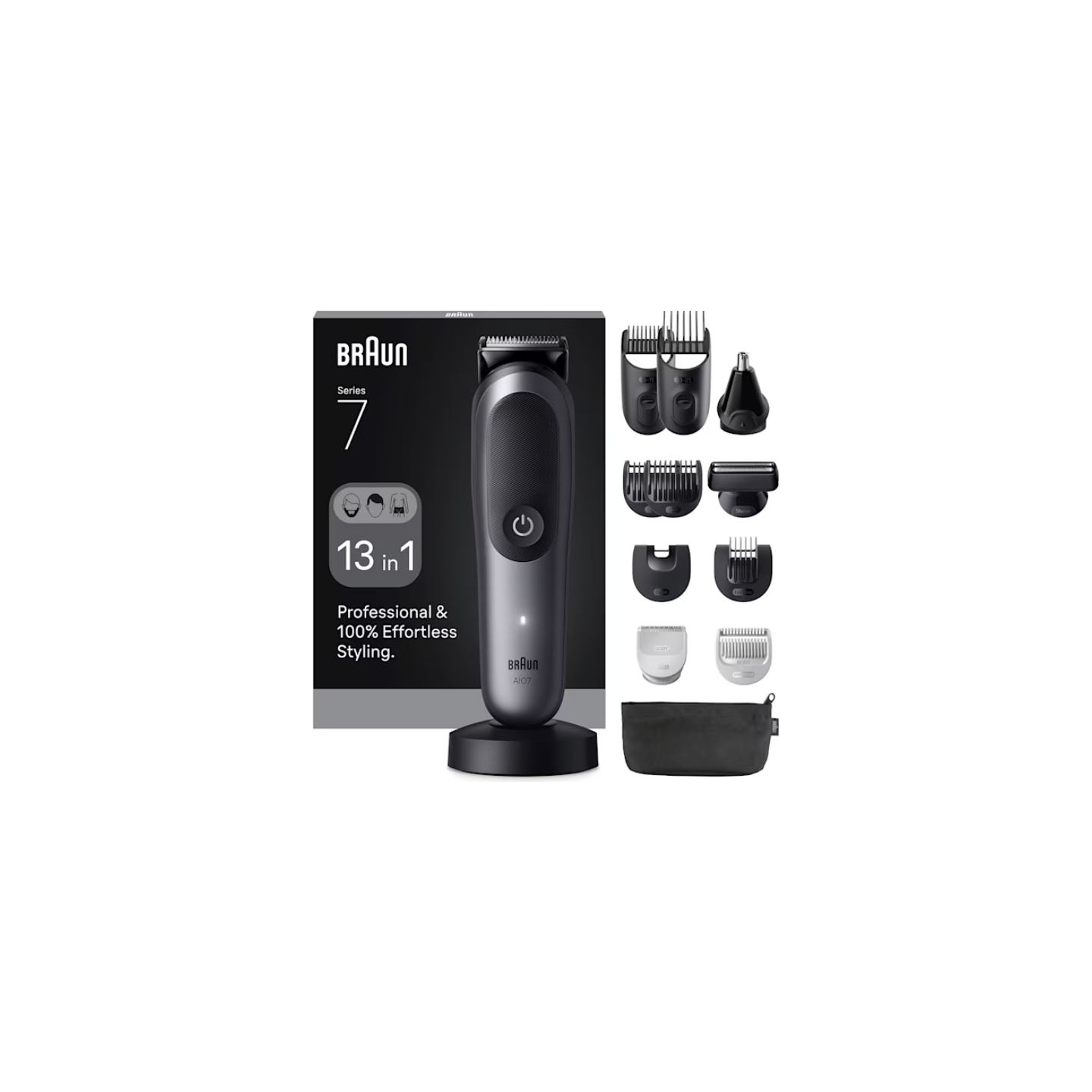Braun 13in1 Grooming Kit | All-in-One Series 7 AIO7560 | Cordless | Number of length steps 14 | Black/Grey