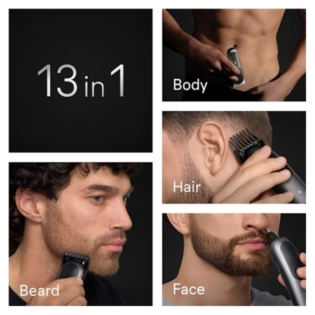 Braun 13in1 Grooming Kit | All-in-One Series 7 AIO7560 | Cordless | Number of length steps 14 | Black/Grey