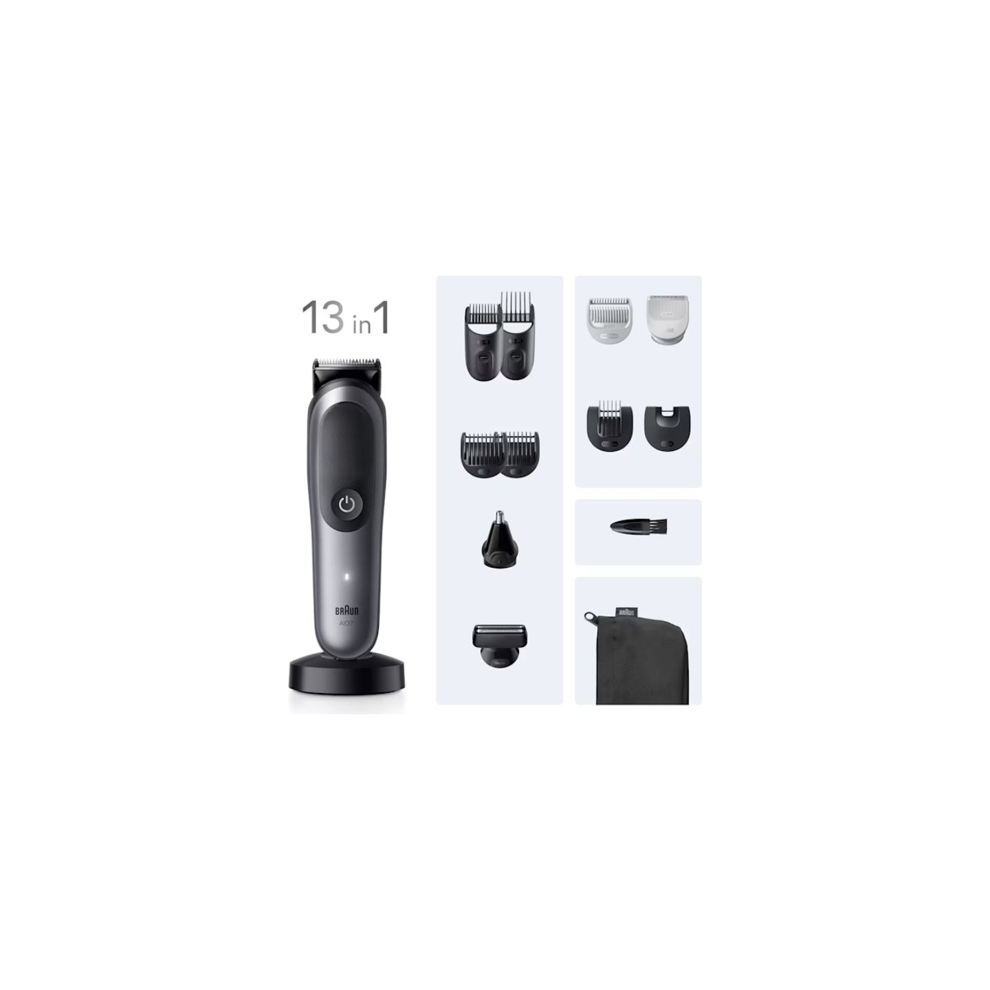 Braun 13in1 Grooming Kit | All-in-One Series 7 AIO7560 | Cordless | Number of length steps 14 | Black/Grey