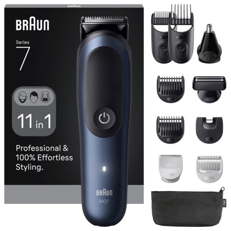 Braun 11in1 Grooming Kit | All-in-One Series 7 AIO7540 | Cordless | Number of length steps 14 | Black/Blue