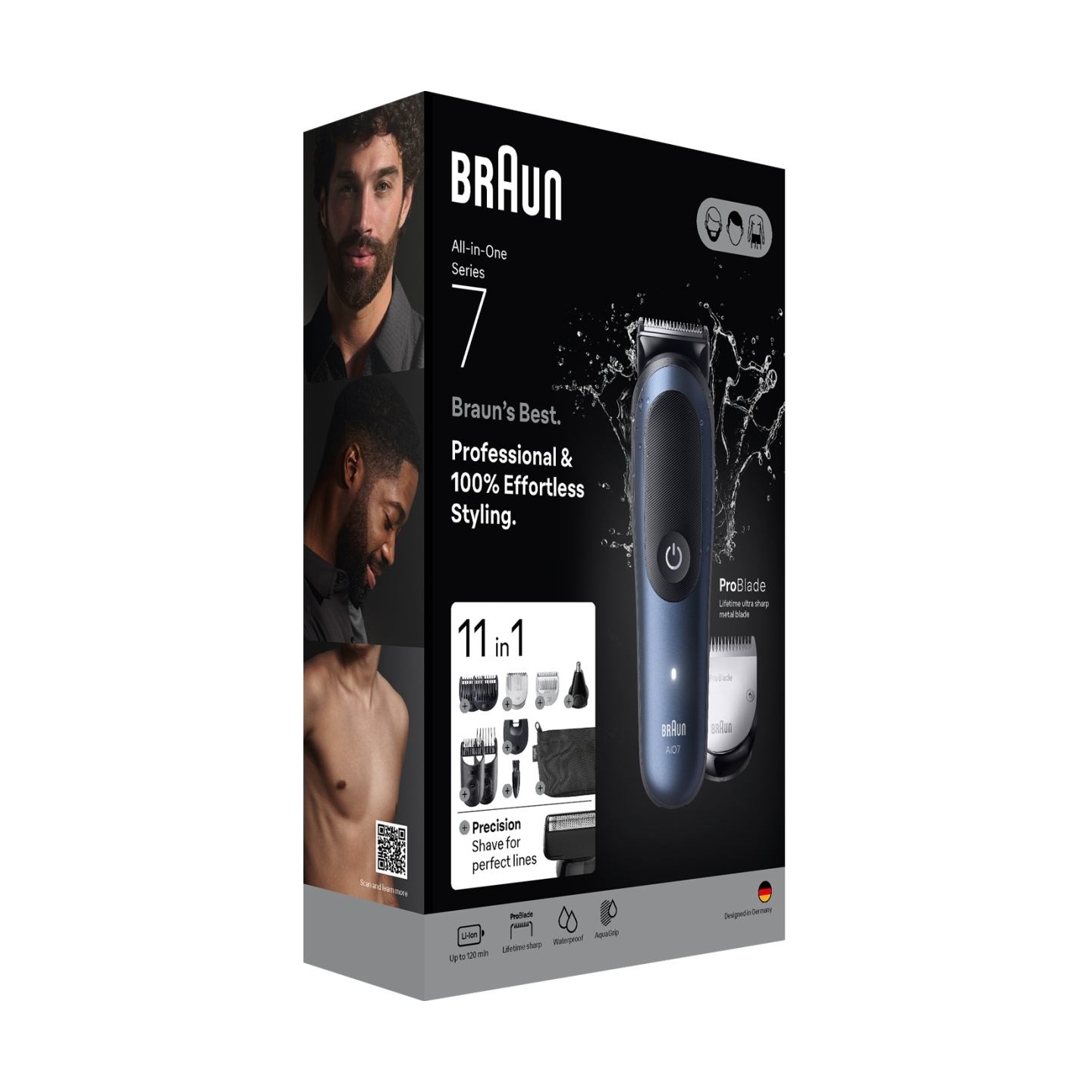 Braun 11in1 Grooming Kit | All-in-One Series 7 AIO7540 | Cordless | Number of length steps 14 | Black/Blue
