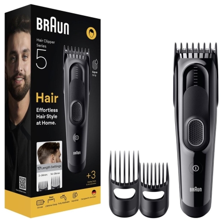 Braun Hair Clipper | HC5530 Series 5 | Cordless | Number of length steps 17 | Black