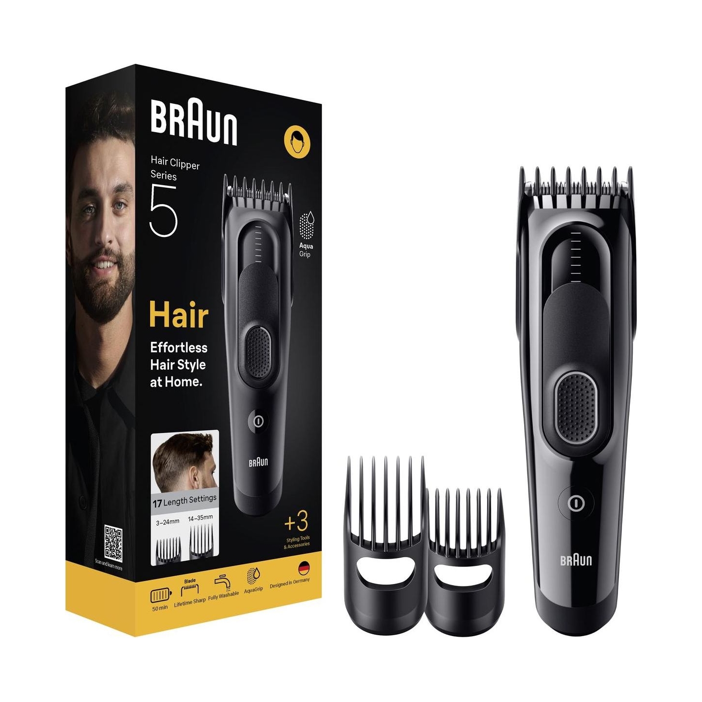 Braun Hair Clipper | HC5530 Series 5 | Cordless | Number of length steps 17 | Black