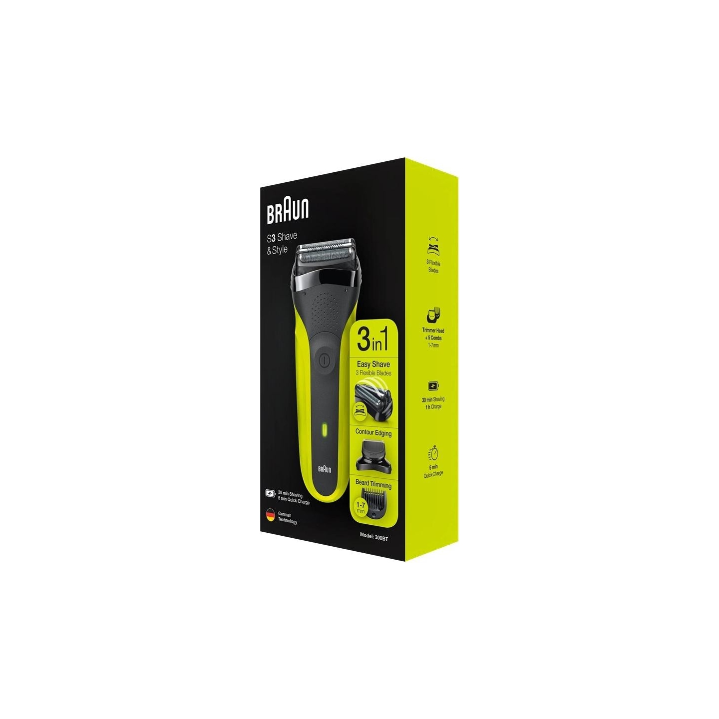 Braun Shaver | 300BT Series 3 | Operating time (max) 30 min | NiMH | Black