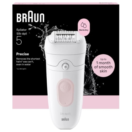 Braun Epilator | Silk-épil 5 SE5-000 | Operating time (max) 40 min | Number of power levels 2 | Wet & Dry | White/Pink
