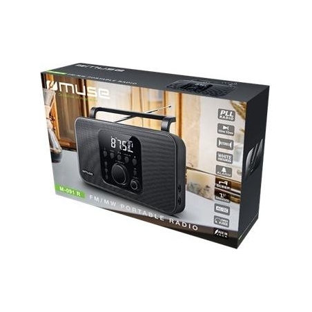 Muse | Radio | M-091R | Alarm function | AUX in | Black