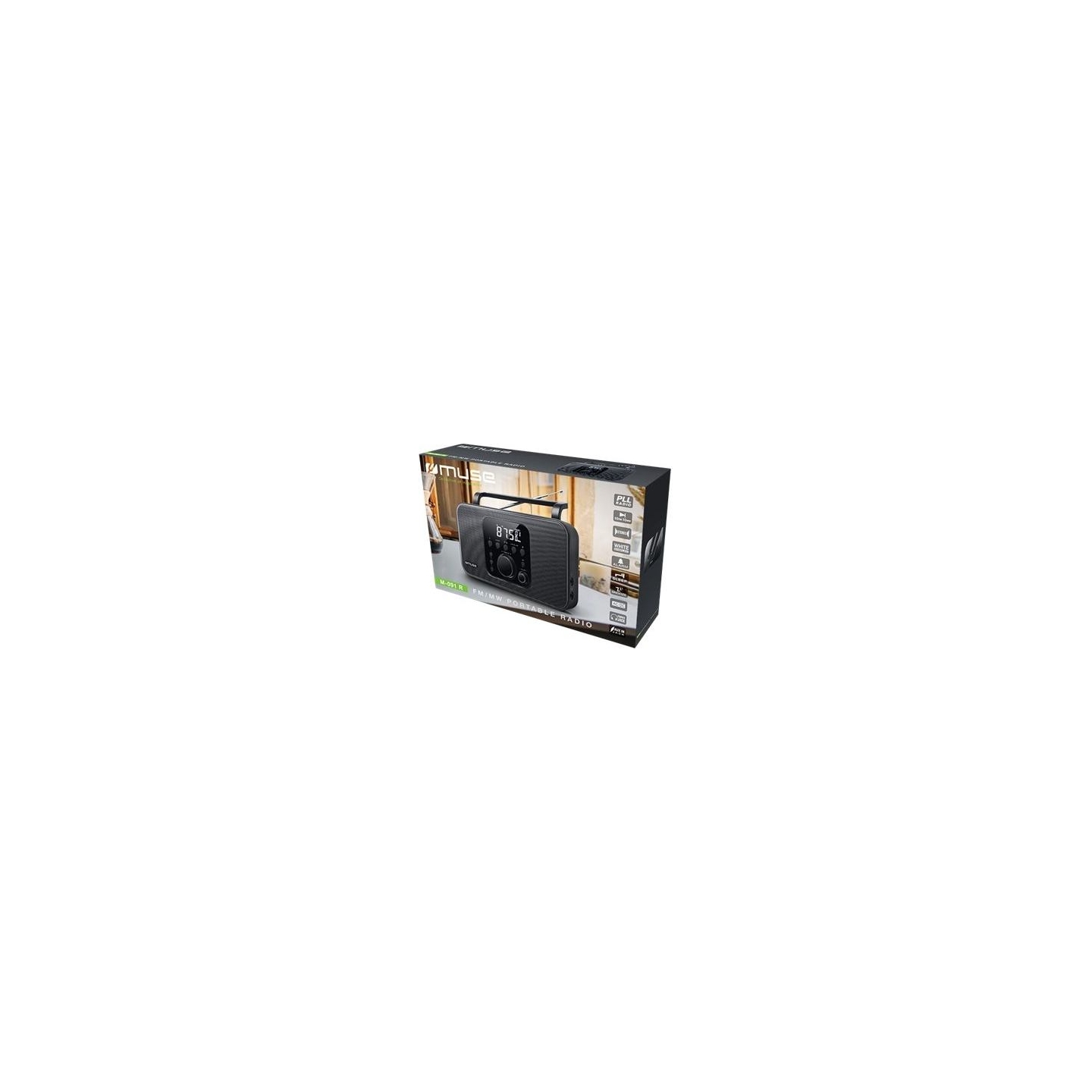 Muse | Radio | M-091R | Alarm function | AUX in | Black