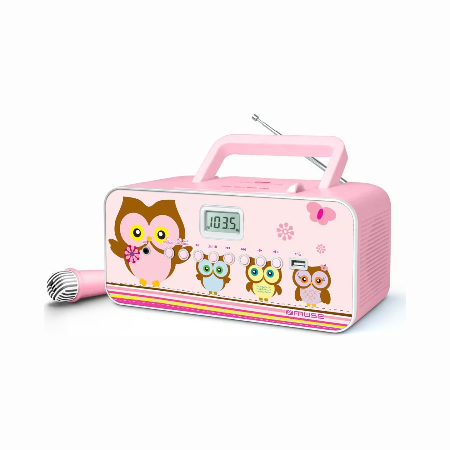 Muse | M-29KP | Portable radio CD/MP3 player with USB | 30 W | Pink/Image