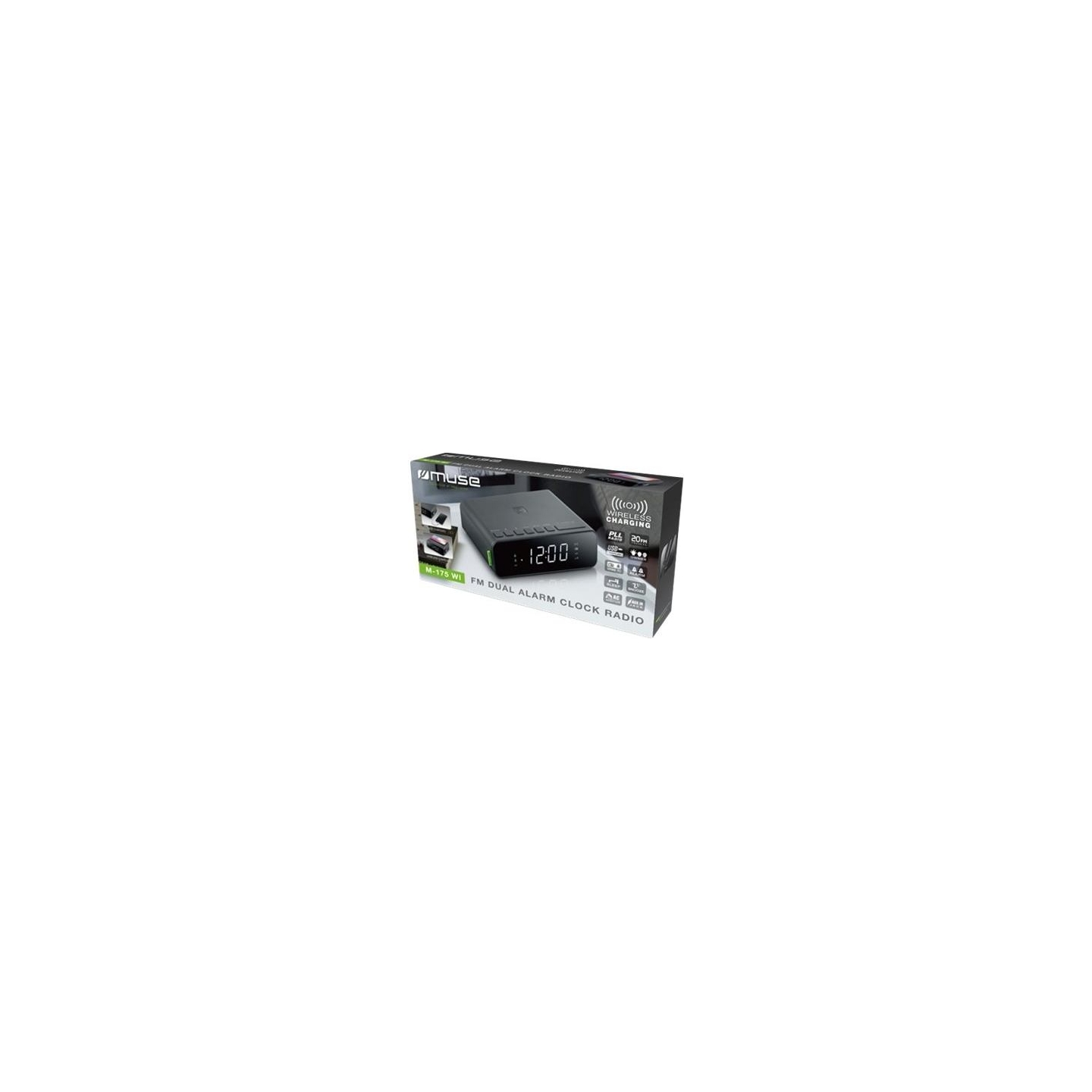 Muse | Alarm function | M-175 WI | AUX in | Alarm Clock | Black