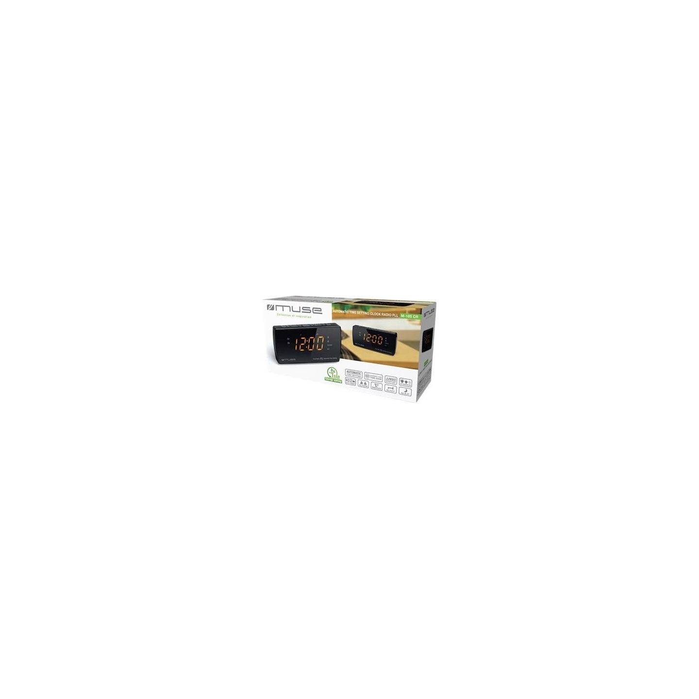 Muse | Dual Alarm Clock radio PLL | M-185CR | AUX in | Black
