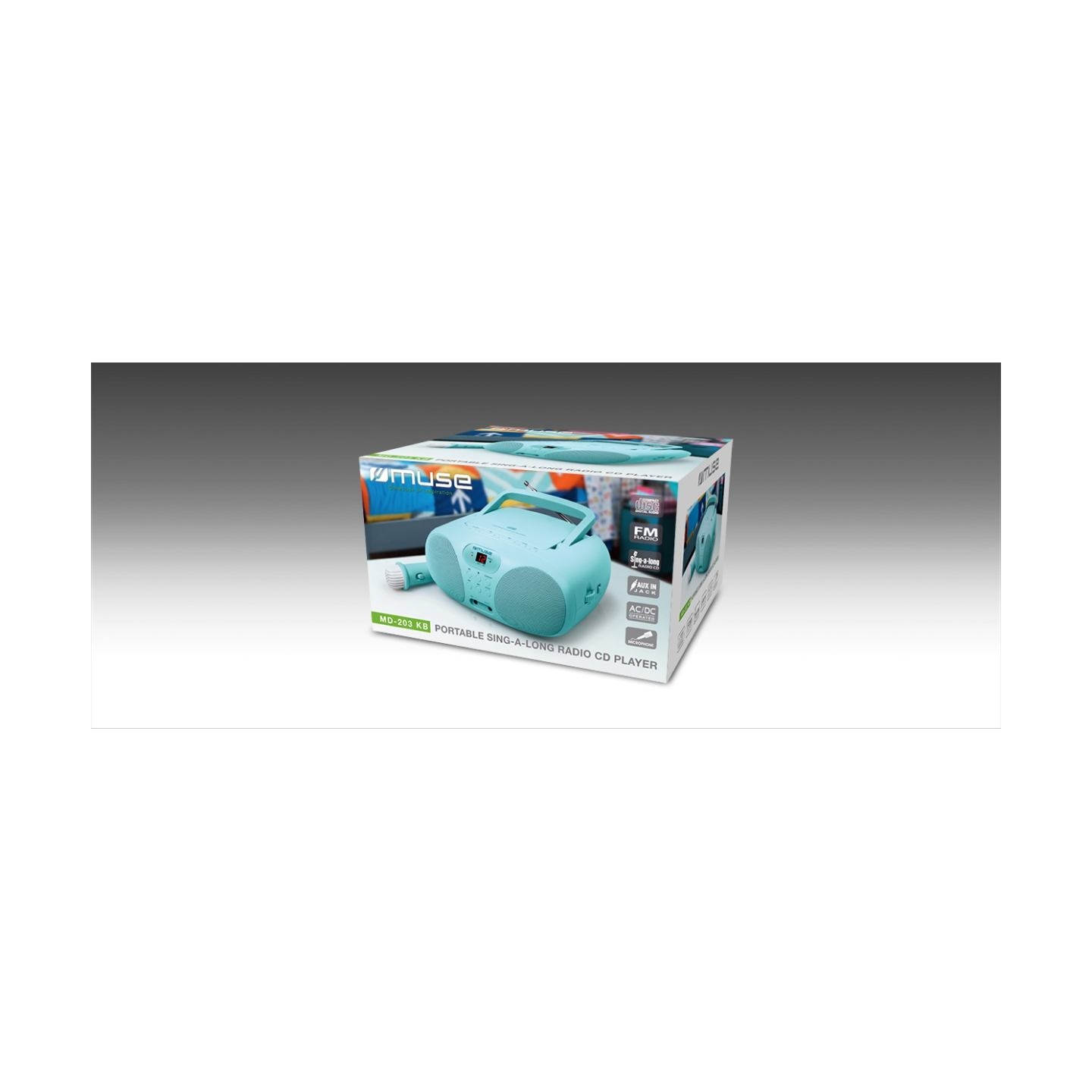 Muse | Portable Sing-A-Long Radio CD Player | MD-203 KB | AUX in | CD player | FM radio