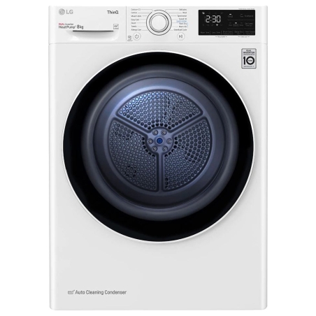 LG | Dryer Machine | RH80V3AV6N | Energy efficiency class D | Front loading | 8 kg | LED | Depth 69 cm | Wi-Fi | White