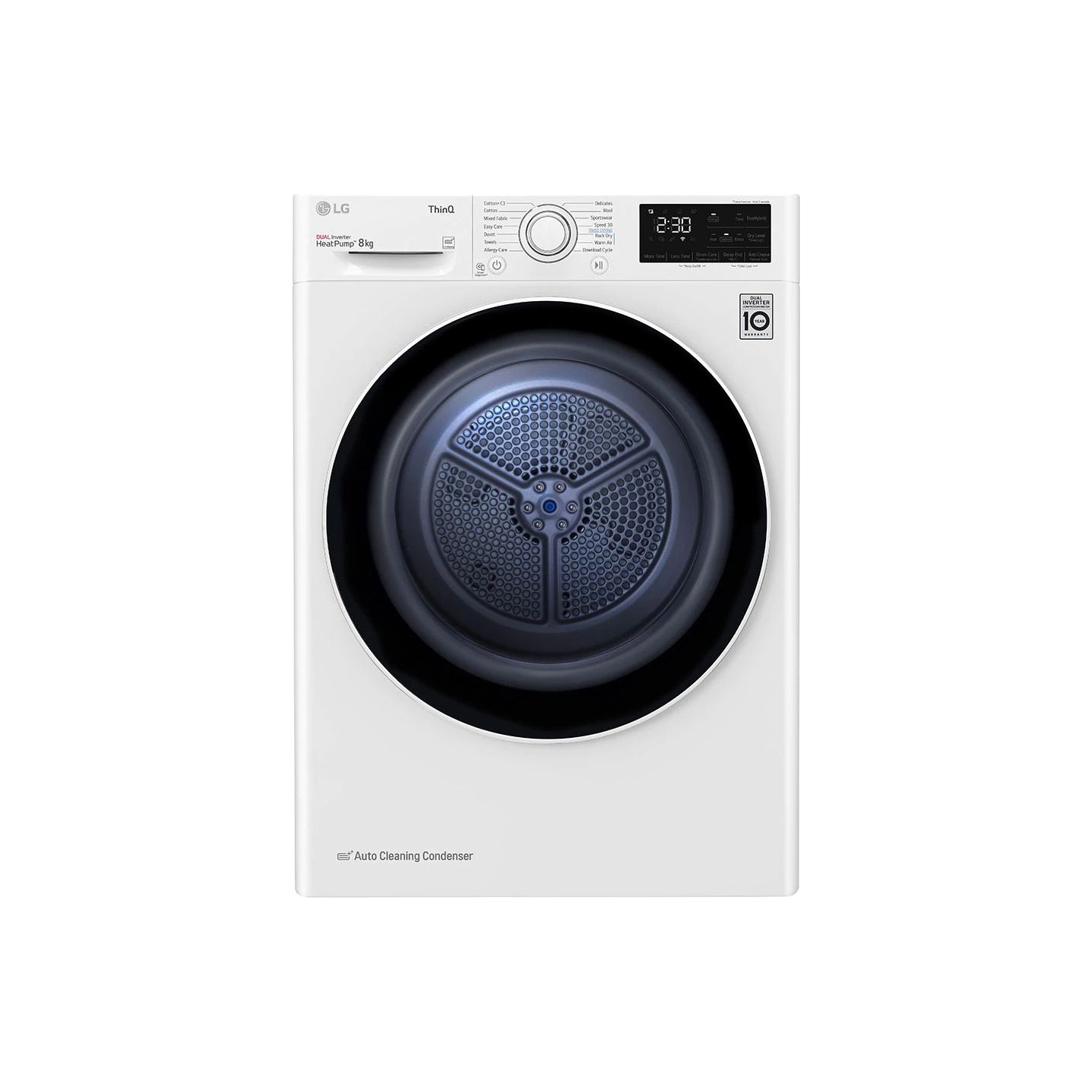 LG | Dryer Machine | RH80V3AV6N | Energy efficiency class D | Front loading | 8 kg | LED | Depth 69 cm | Wi-Fi | White