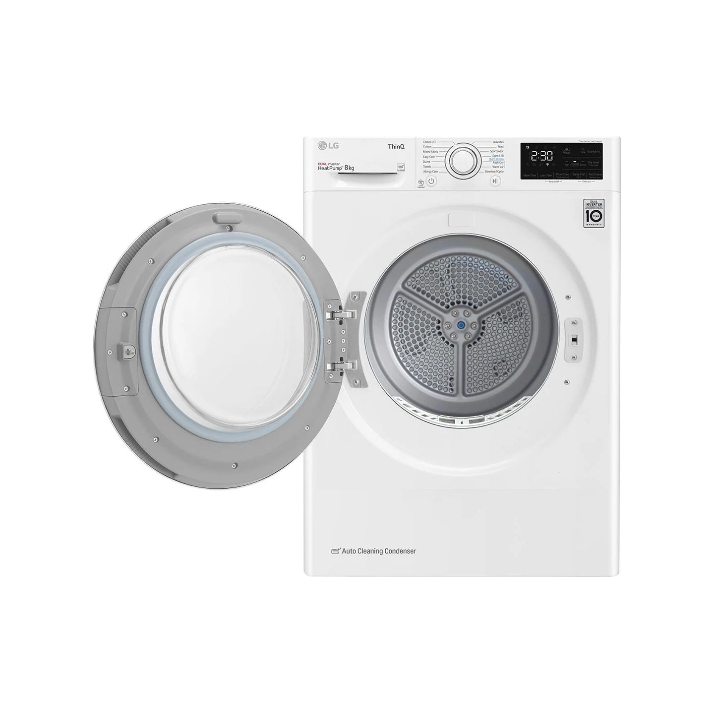 LG | Dryer Machine | RH80V3AV6N | Energy efficiency class D | Front loading | 8 kg | LED | Depth 69 cm | Wi-Fi | White