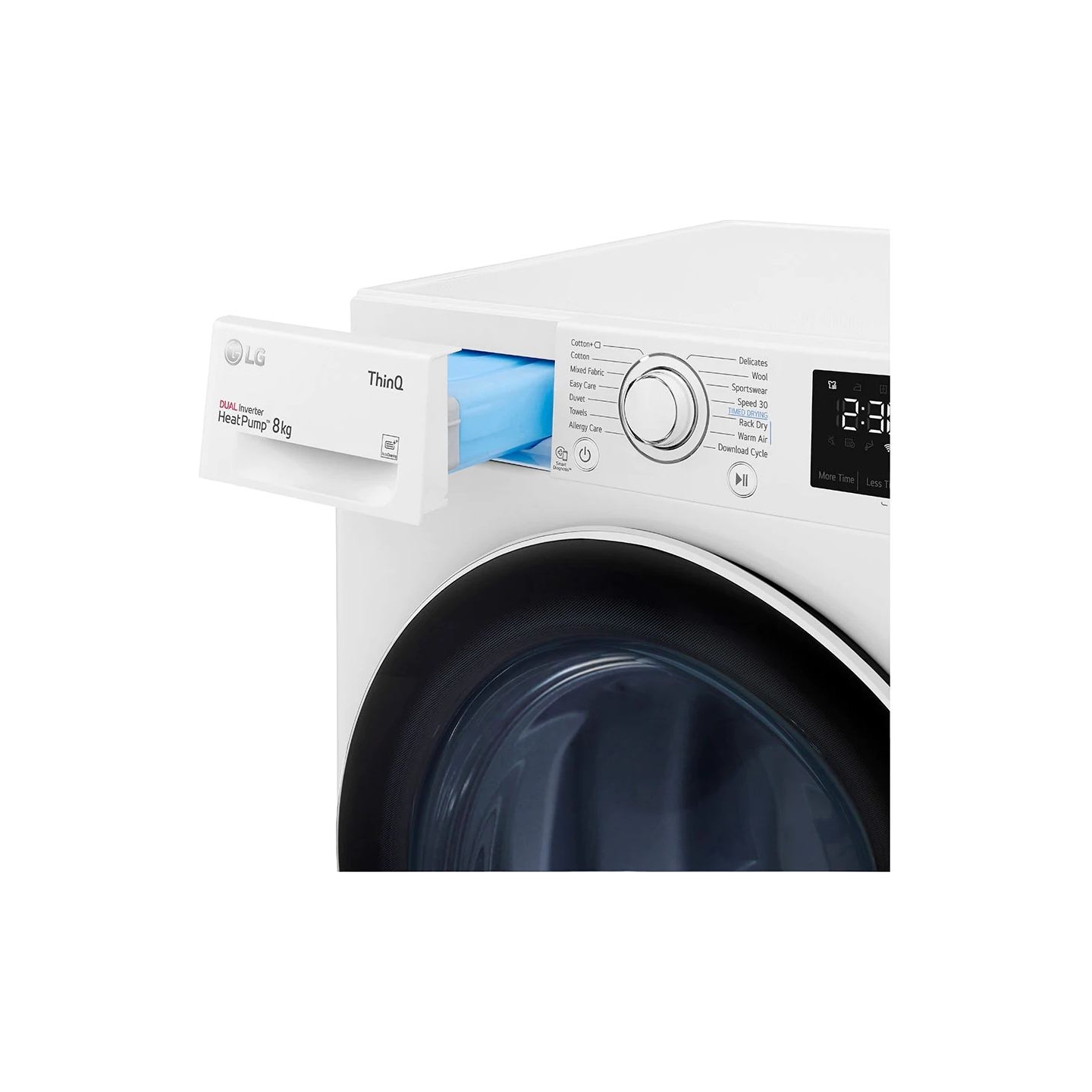 LG | Dryer Machine | RH80V3AV6N | Energy efficiency class D | Front loading | 8 kg | LED | Depth 69 cm | Wi-Fi | White