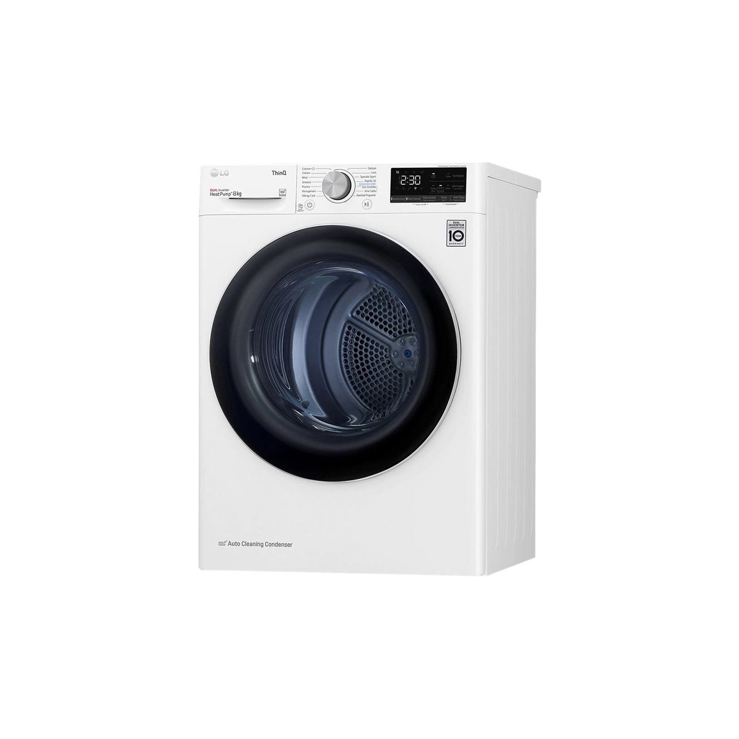 LG | Dryer Machine | RH80V3AV6N | Energy efficiency class D | Front loading | 8 kg | LED | Depth 69 cm | Wi-Fi | White