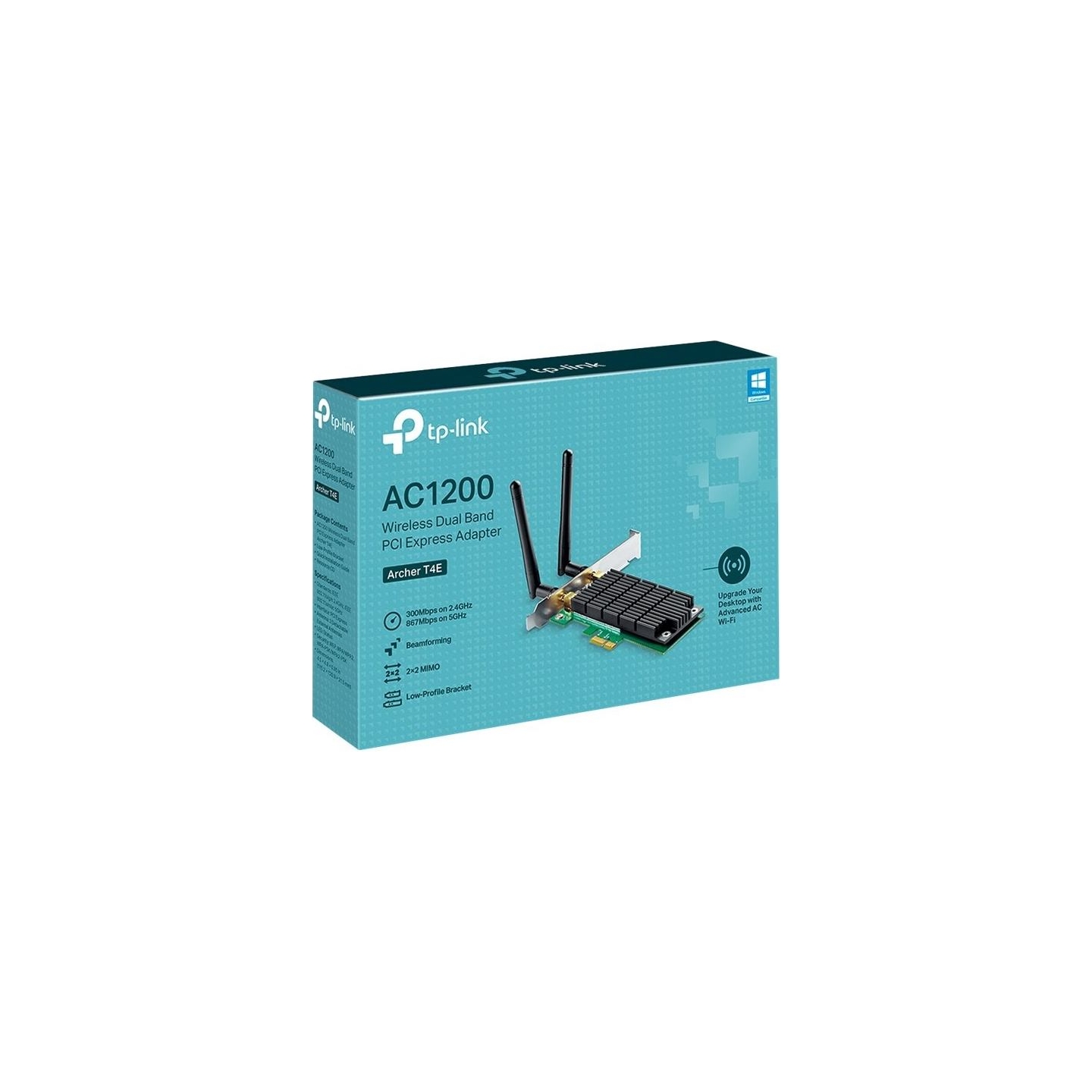 Tp-Link Archer T4E Dual Band PCI Express Adapter 2.4GHz/5GHz, 802.11ac, 300+867 Mbps, 2xDetachable antennas