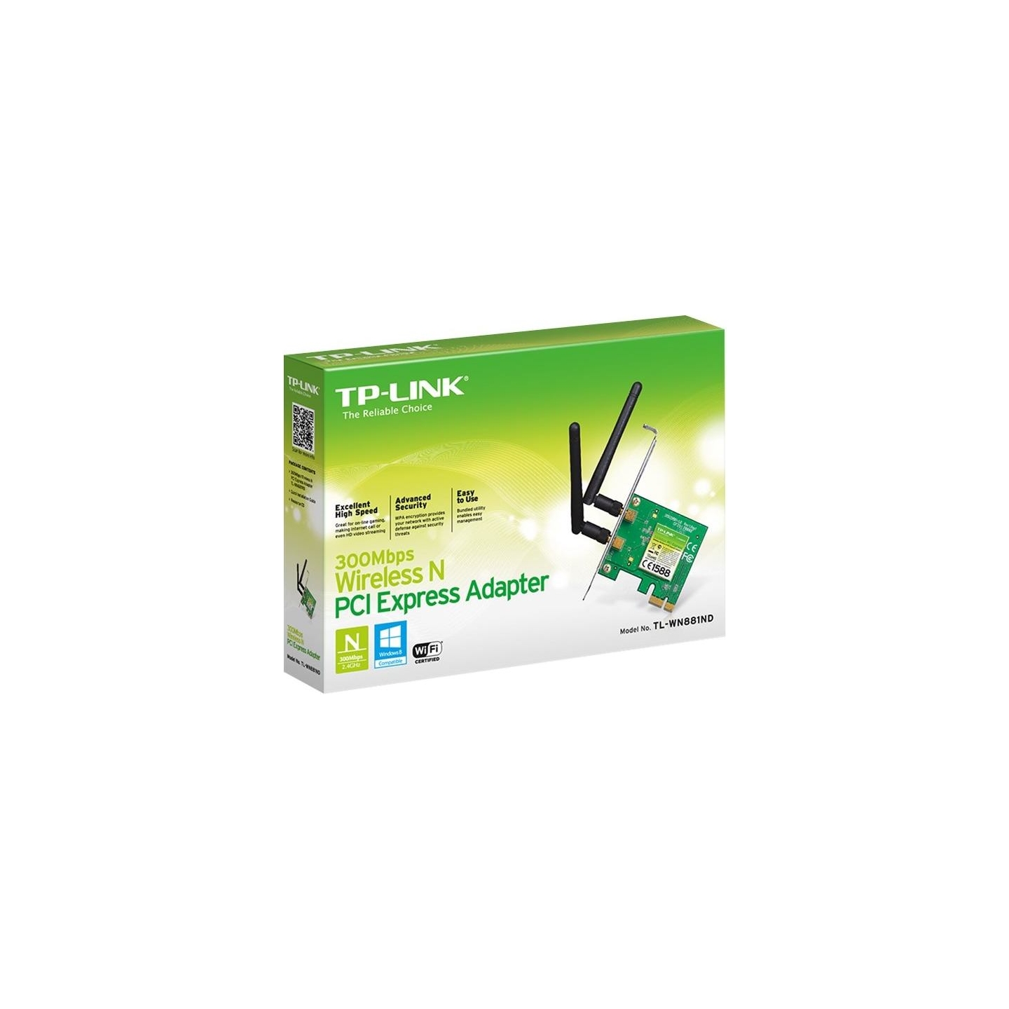 Tp-Link TL-WN881ND PCI Express Adapter, 2.4GHz, 802.11n, 300Mbps, 1xDetachable antenna 2dBi
