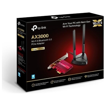 Tp-Link | AX3000 Wi-Fi 6 Bluetooth 5.0 PCIe Adapter | TX3000E | 2.4GHz/5GHz | Antenna type 2xHigh-Gain External Antennas | 574+2