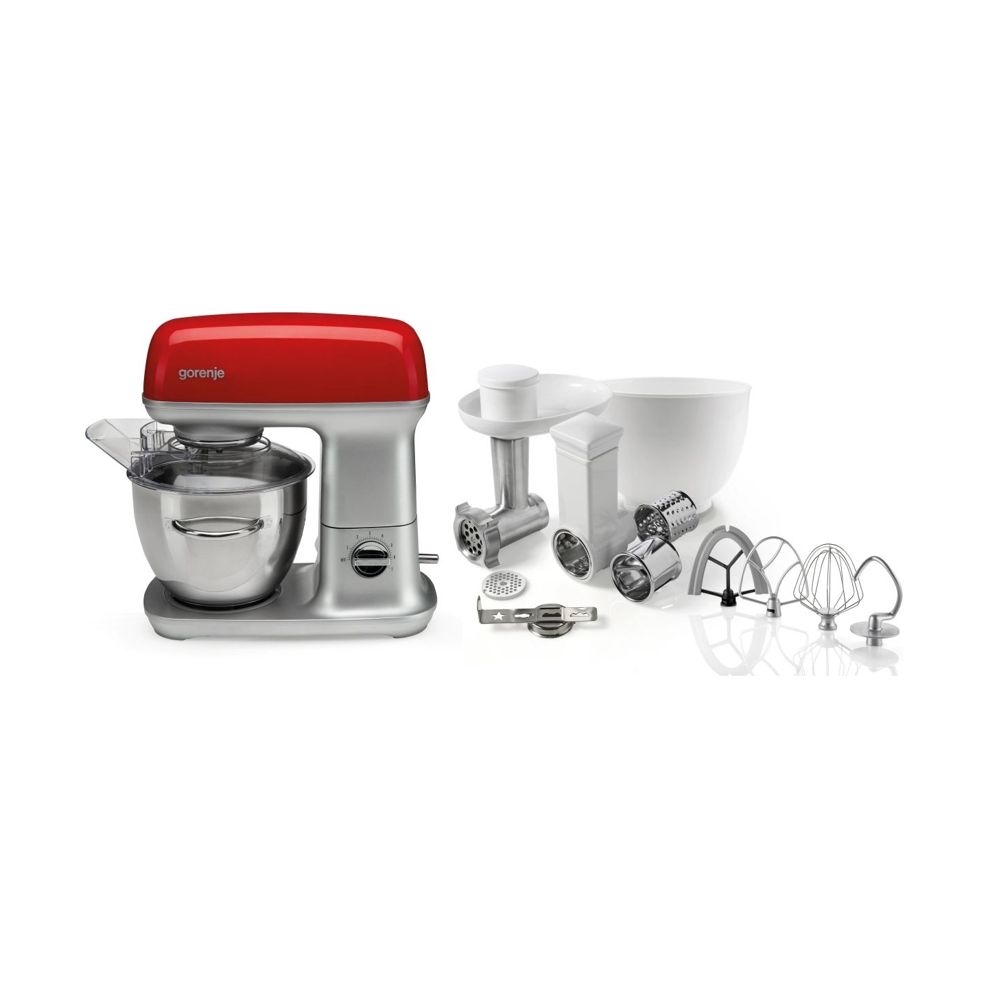 Gorenje | Kitchen machine | MMC1000RLR | 1000 W | Number of speeds 7 | Bowl capacity 4.5 L | Meat mincer | Stainless Steel/Red