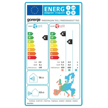 Gorenje | Air Conditioner, Indoor unit | 20011518 PANDORA26 TE01