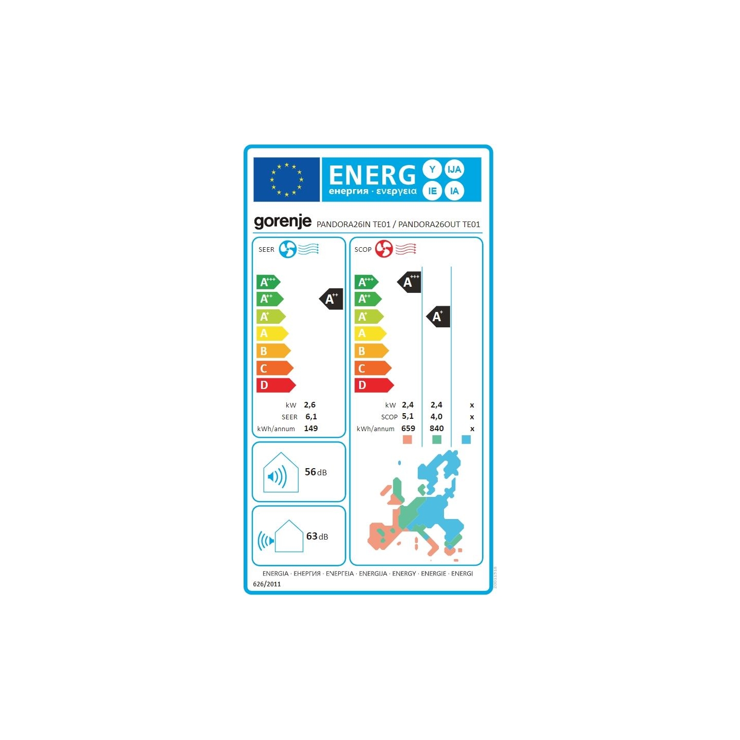 Gorenje | Air Conditioner, Indoor unit | 20011518 PANDORA26 TE01