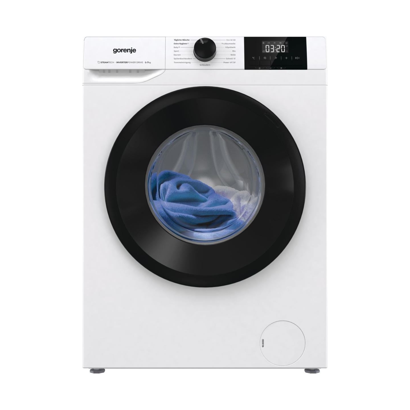 Gorenje Washing machine | W3NGPI72SBS | Energy efficiency class B | Front loading | Washing capacity 7 kg | 1200 RPM | Depth 43.