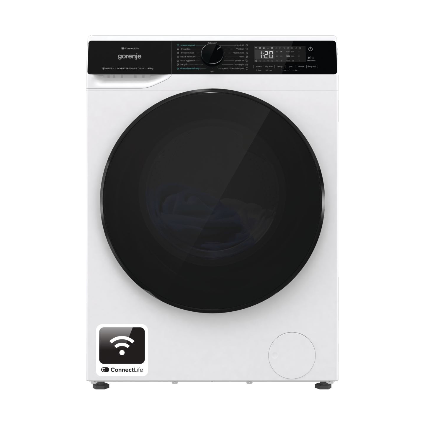 Gorenje Washing Machine with Dryer | WD2PA964ADW | Energy efficiency class A/D | Front loading | Washing capacity 9 kg | 1400 RP