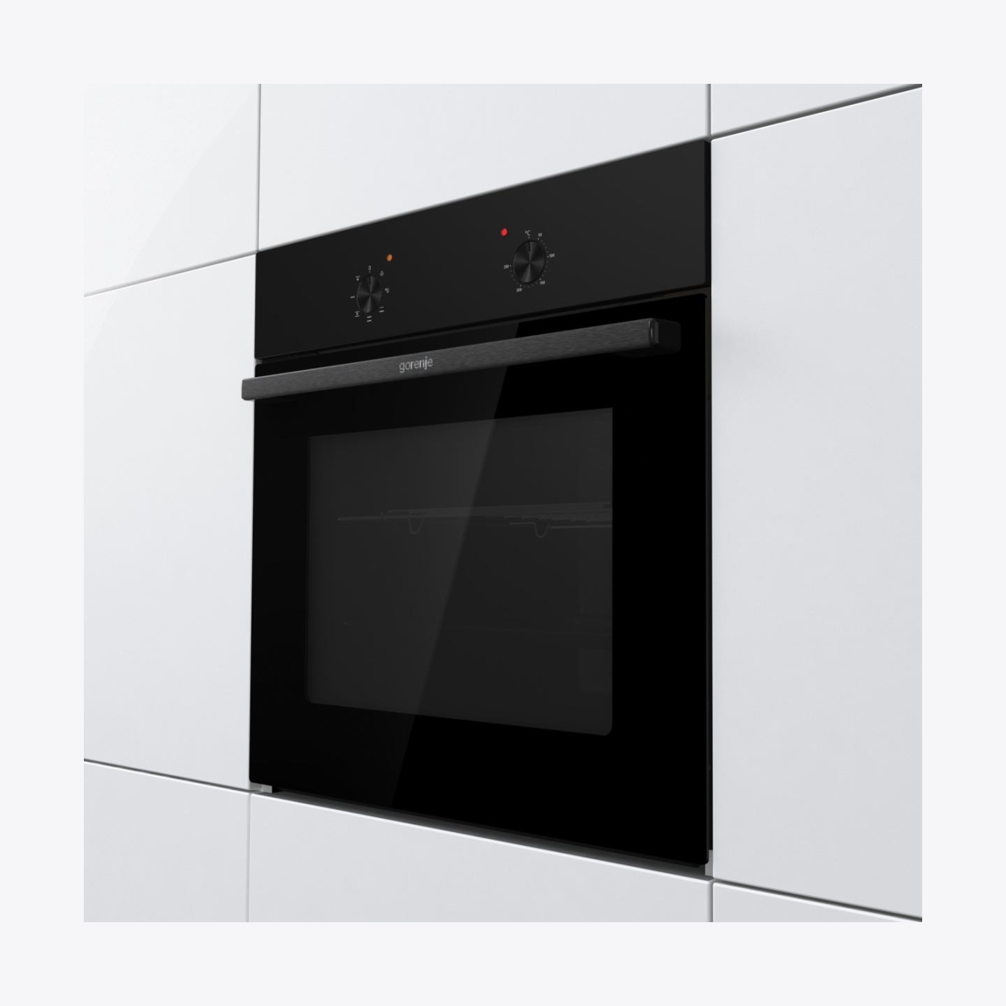 Gorenje Oven | BO6615E01B | 60 L | Electric | EnamelClean | Push pull buttons | Convection | Height 59.5 cm | Width 59.5 cm | Bl