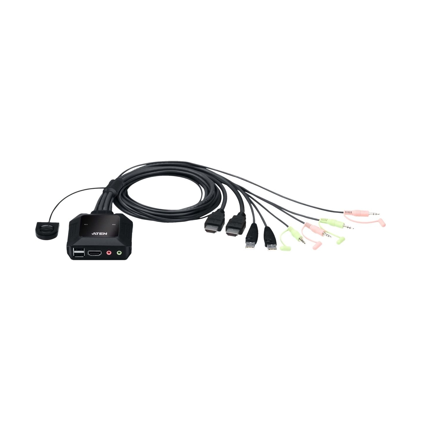 Aten | 2-Port USB 4K HDMI Cable KVM Switch with Remote Port Selector | CS22H-AT