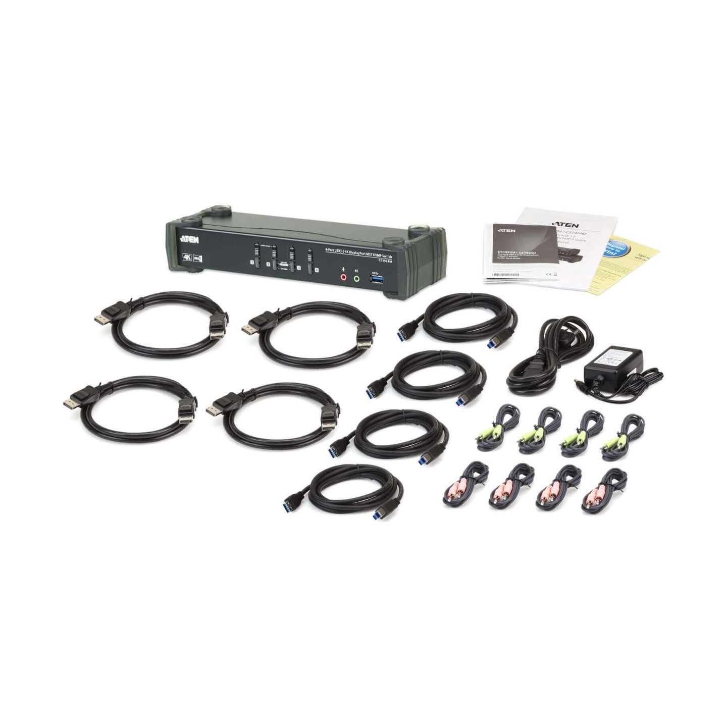 Aten | 4-Port USB3.0 4K DisplayPort KVMP Switch with Built-in MST Hub | CS1924M