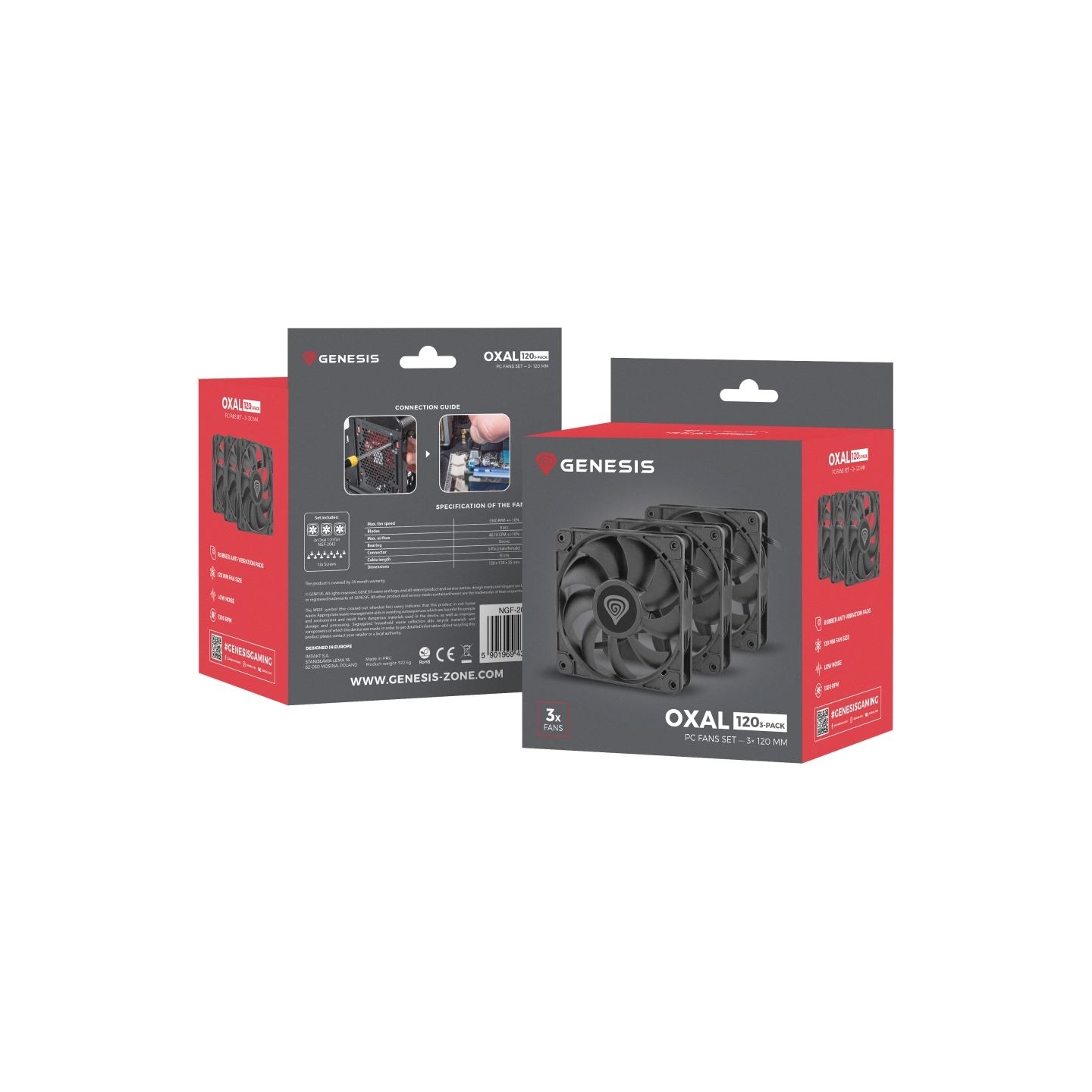 Genesis | Oxal 120 | Black | Case fan