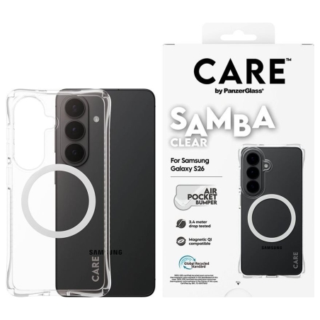 Panzerglass CARE by PanzerGlass Samba Case Transparent w. White Qi Samsung New Galaxy S26 | PanzerGlass