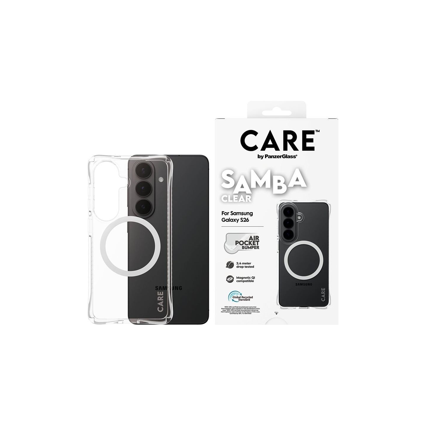 Panzerglass CARE by PanzerGlass Samba Case Transparent w. White Qi Samsung New Galaxy S26 | PanzerGlass