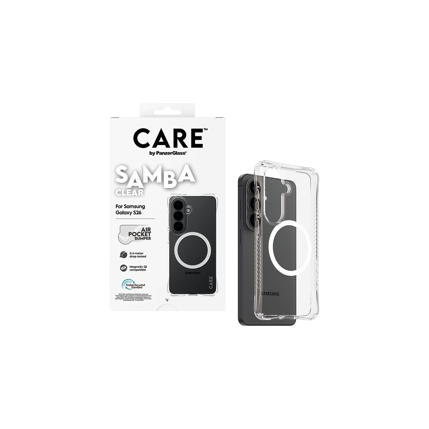 Panzerglass CARE by PanzerGlass Samba Case Transparent w. White Qi Samsung New Galaxy S26 | PanzerGlass