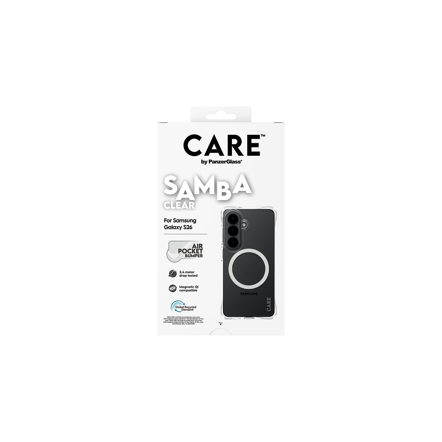 Panzerglass CARE by PanzerGlass Samba Case Transparent w. White Qi Samsung New Galaxy S26 | PanzerGlass