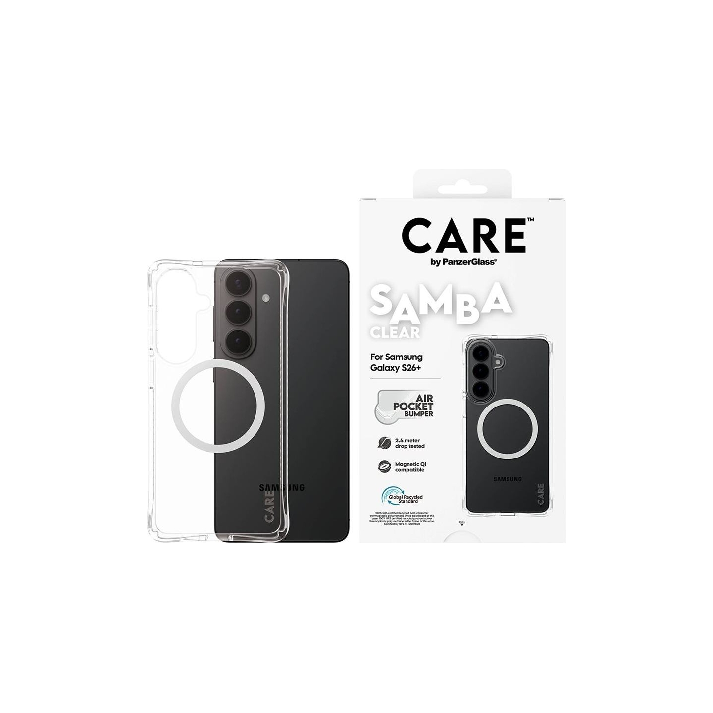 Panzerglass CARE by PanzerGlass Samba Case Transparent w. White Qi Samsung New Galaxy S26 Plus | PanzerGlass