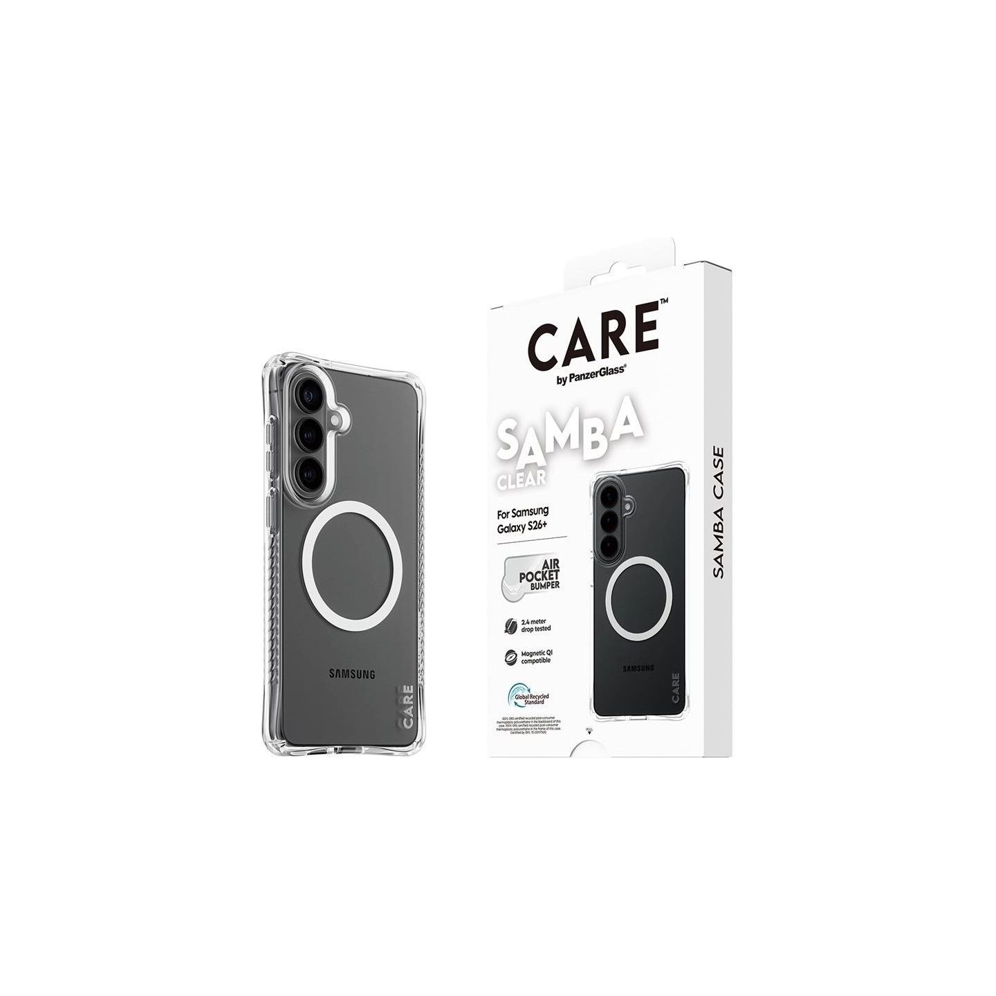 Panzerglass CARE by PanzerGlass Samba Case Transparent w. White Qi Samsung New Galaxy S26 Plus | PanzerGlass